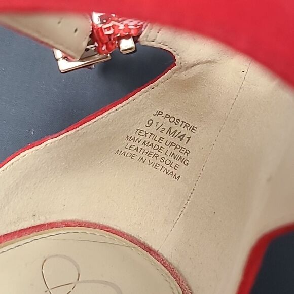 Jessica Simpson Postrie Pump Red Suede Stiletto Heels Ankle Strap Pointed Toe - Picture 6 of 9